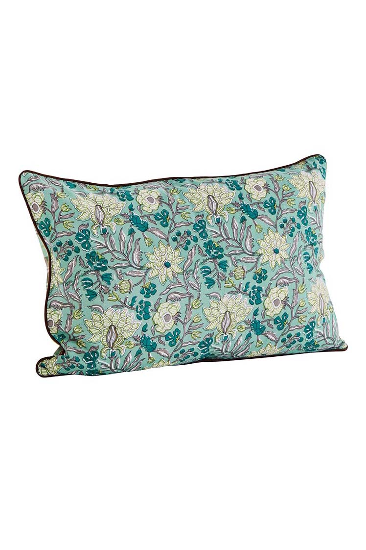 Double-sided Cushion Cover, Blue flowers/Check