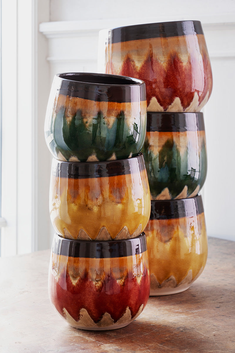 Stoneware Flower Pots Brown | Choose Size