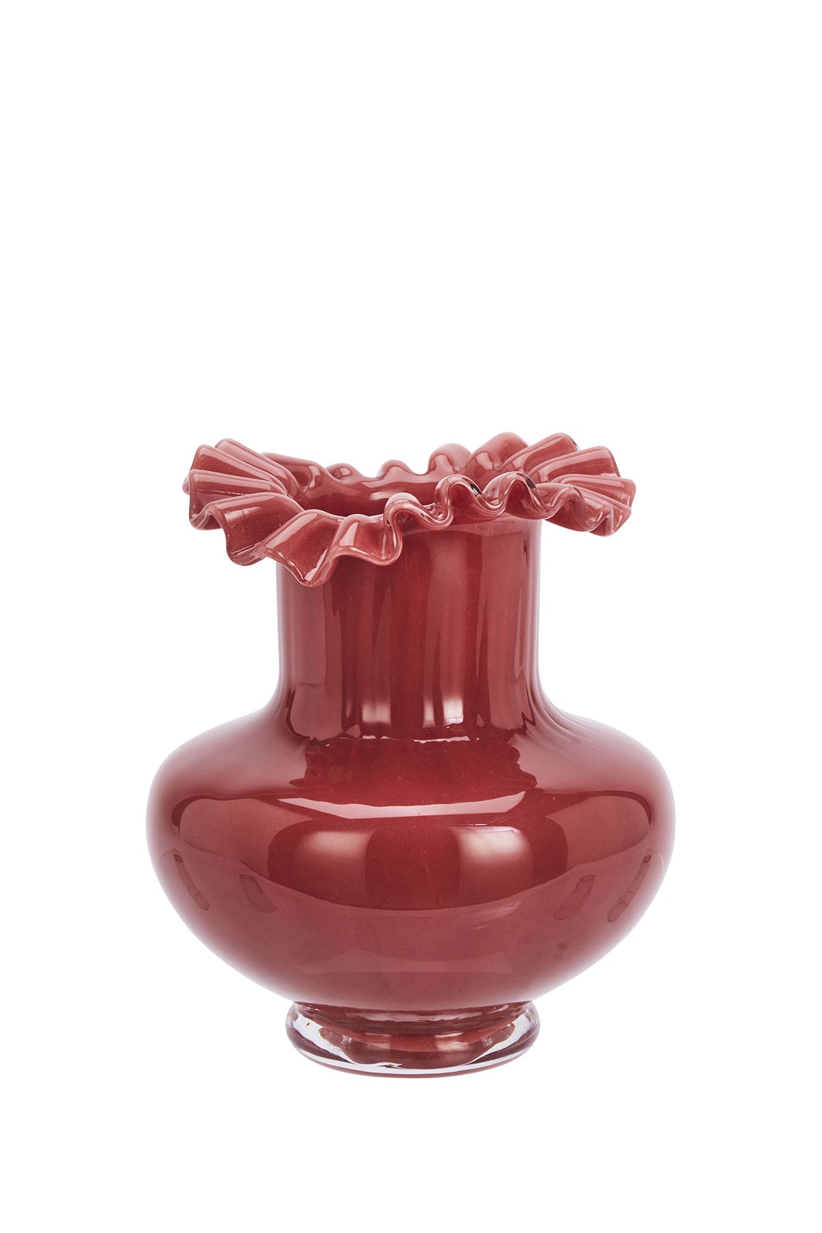 Glass Vase | Ruflle Maroon