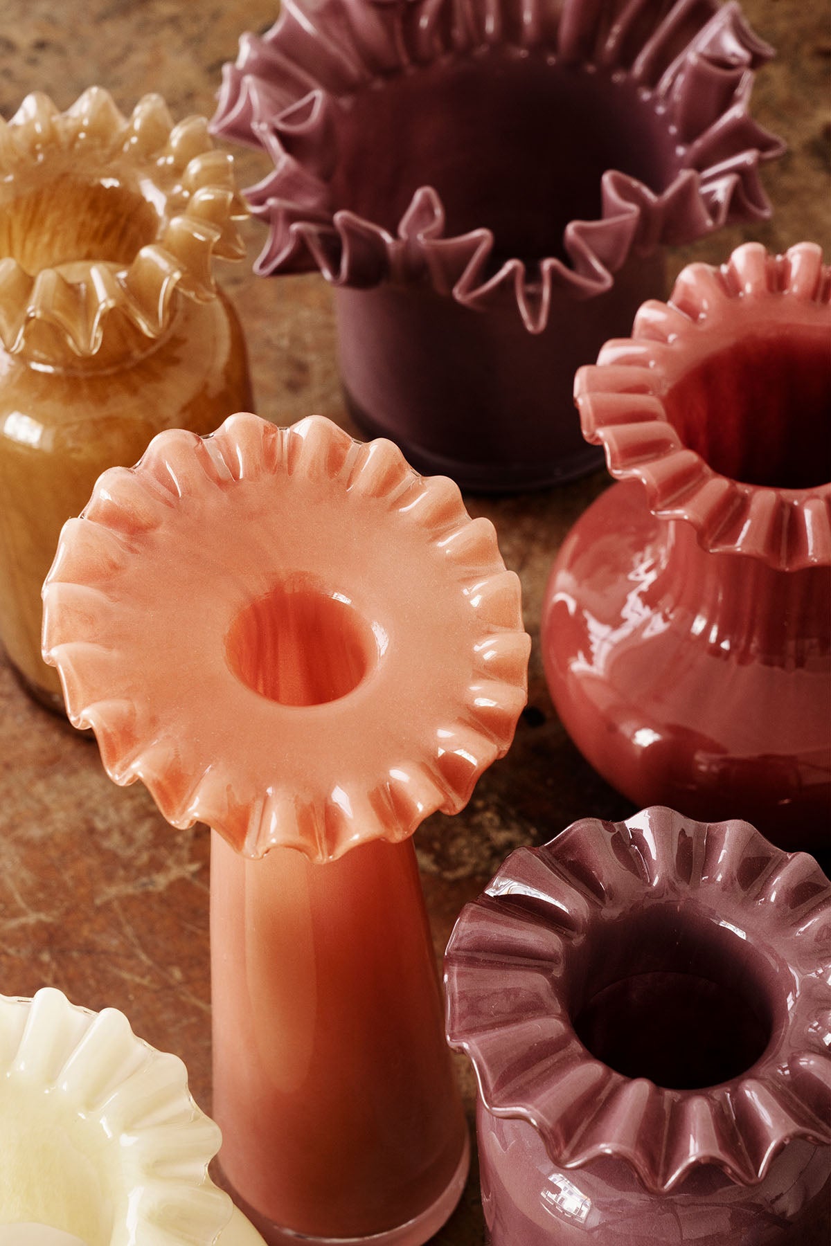 Glass Vase | Ruflle Maroon