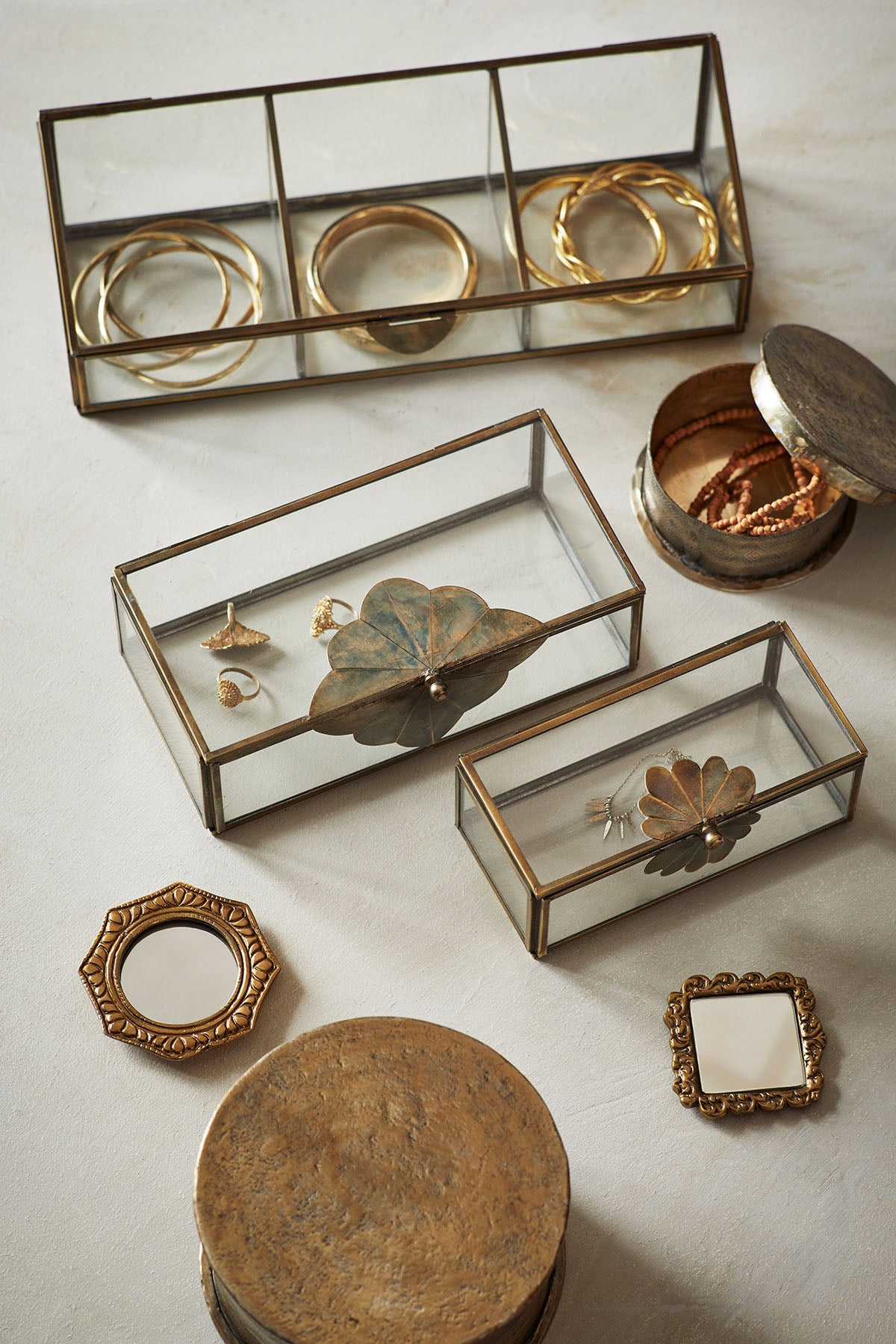 Glass Box w/ Brass Leaf