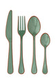 Cutlery set, Enamel, Green & Orange