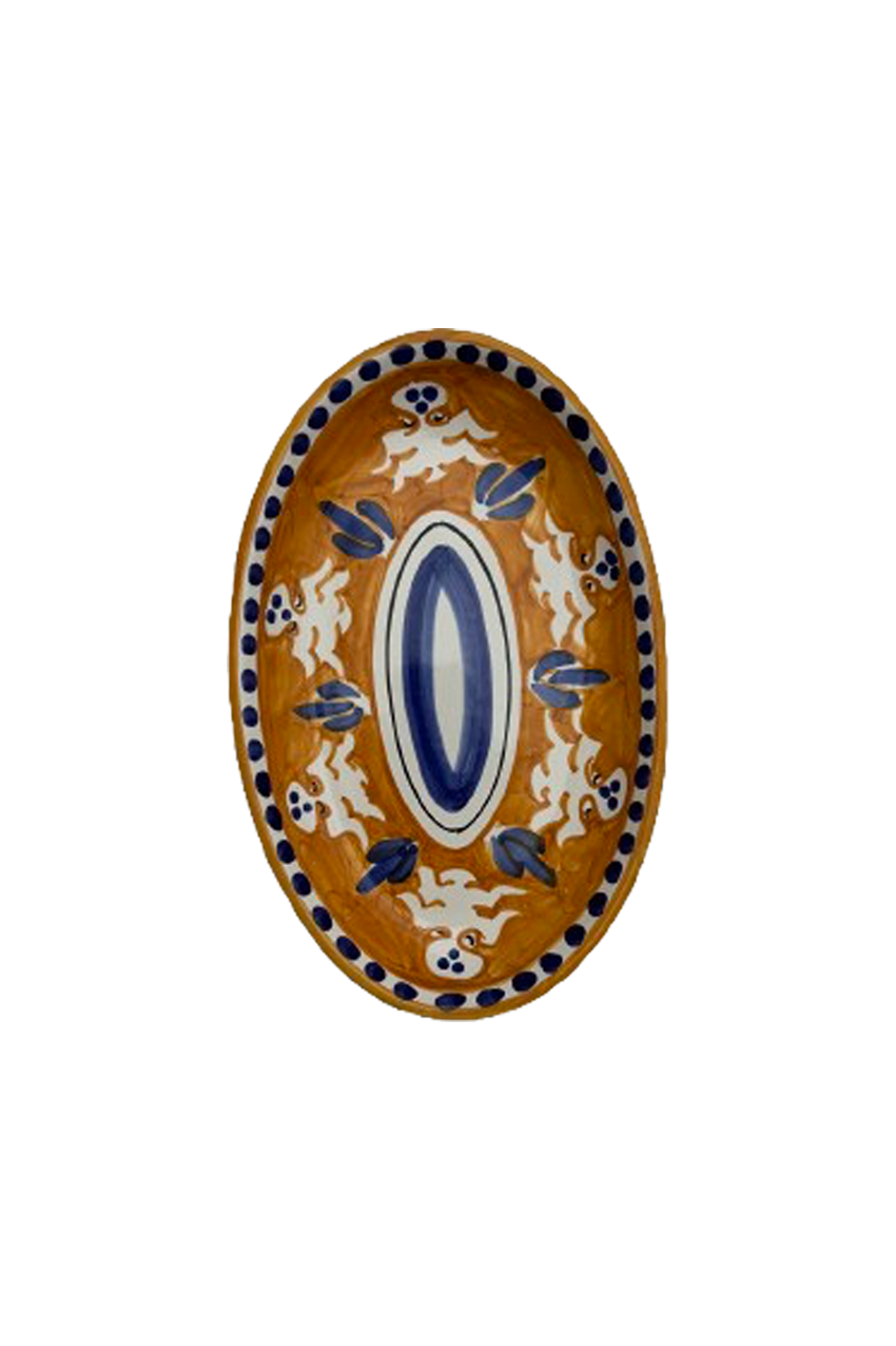 Oval Plate | Mustard With Octopus