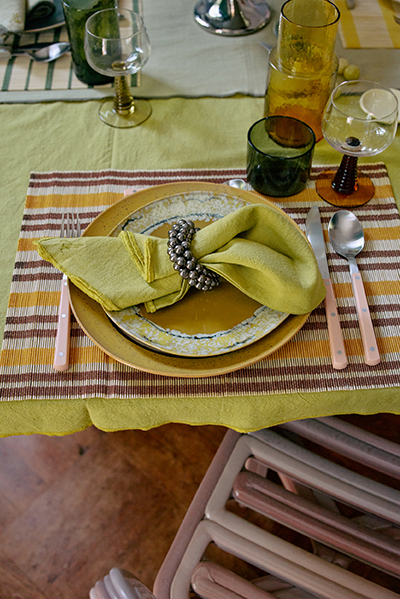 Bamboo Placemat | Ambar & Brown Stripes