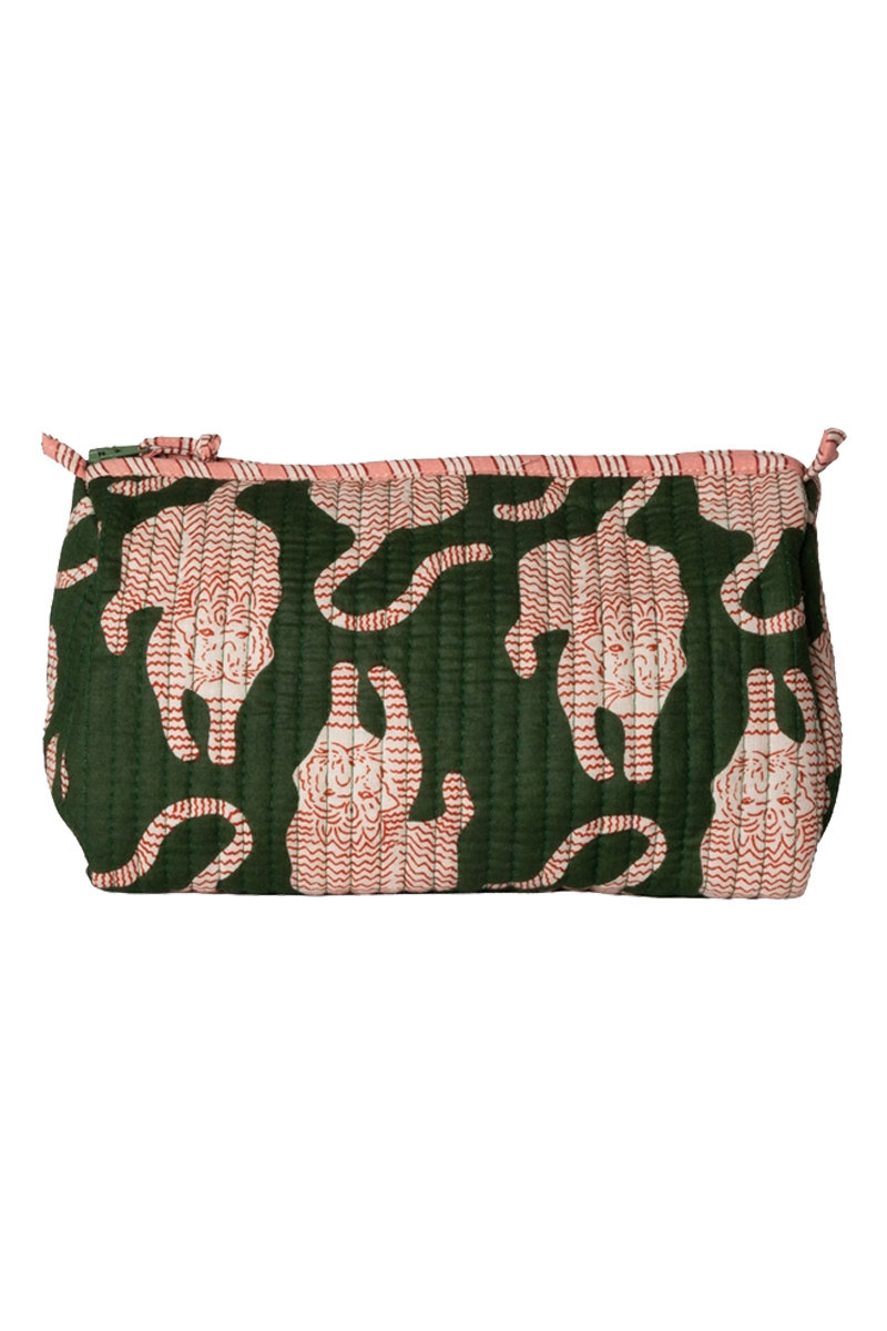 Medium Pouch | Green With Tigers
