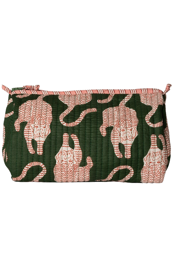 Large Pouch | Green With Tigers