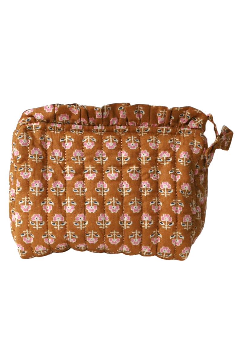 Frilly Pouch With Flowers |  Moustard