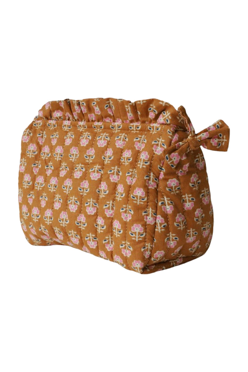 Frilly Pouch With Flowers |  Moustard