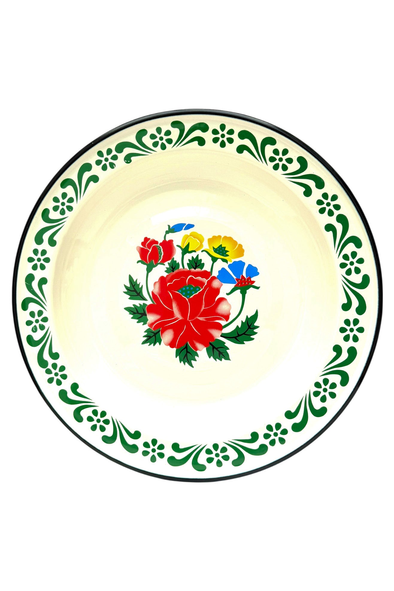 Serving Handpainted Enamel Plate | Green