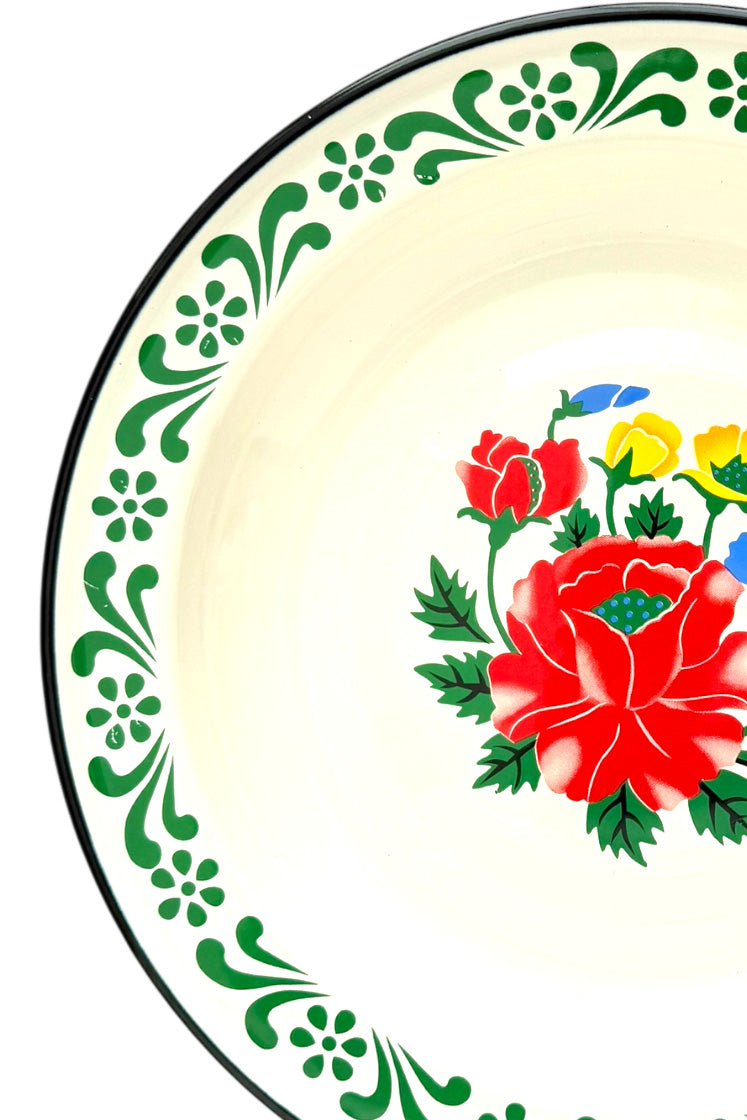 Serving Handpainted Enamel Plate | Green
