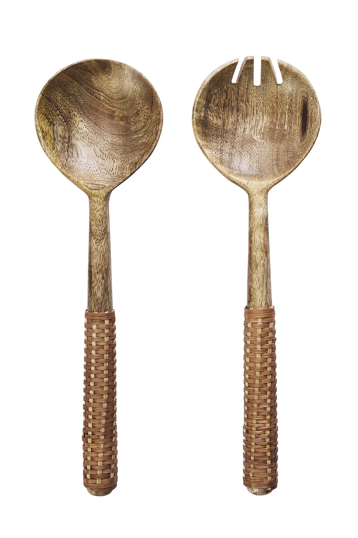 Wooden salad set/ with Cane, Hazelnut