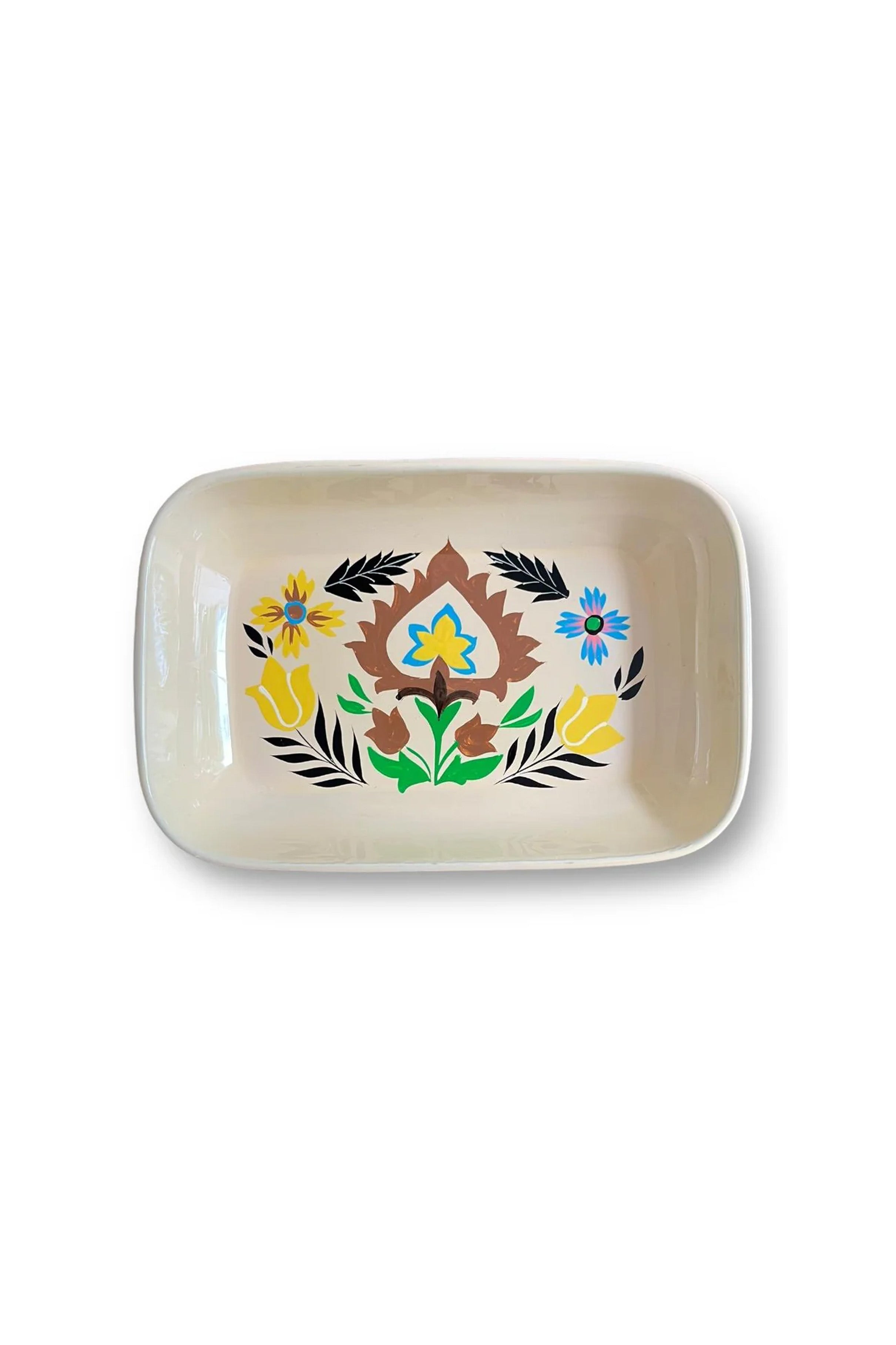 Little tray | ecru flowers