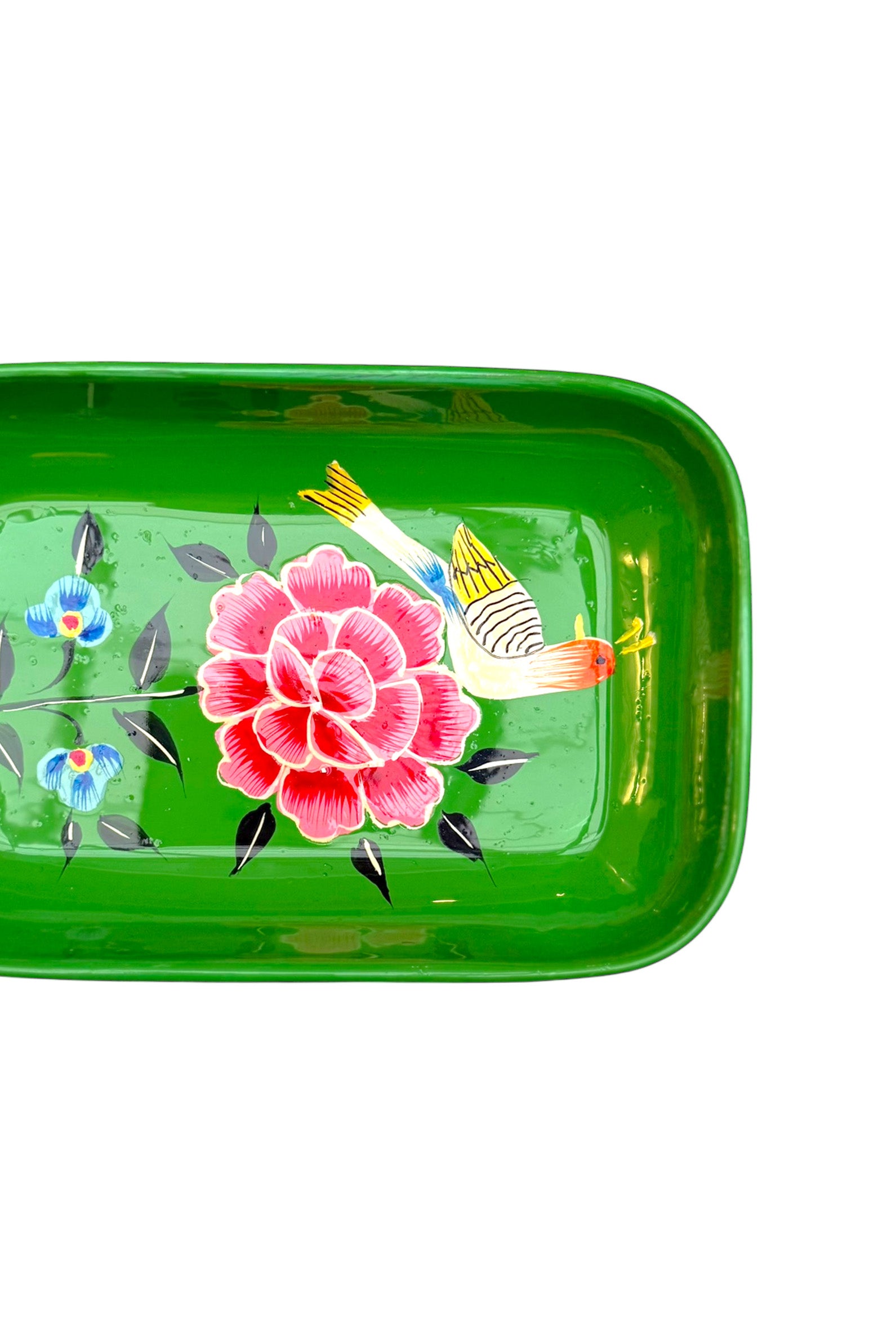 Little tray | Green with Pink Flower
