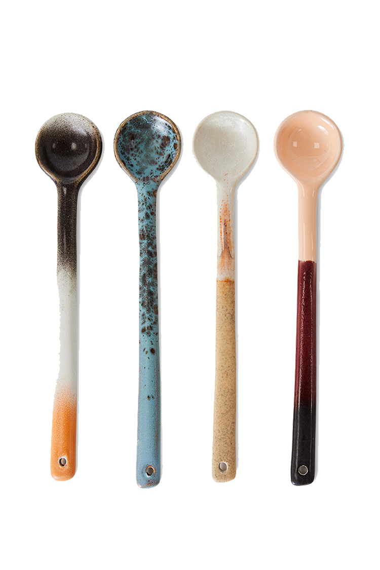 Ceramics Spoons, L, set of 4 | Multicolor