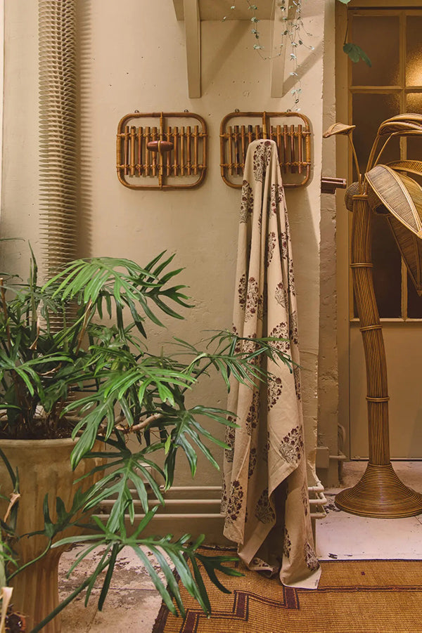 Tablecloth Block Print Flowers | Bordaux