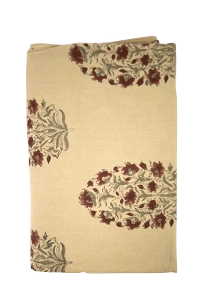 Tablecloth Block Print Flowers | Bordaux