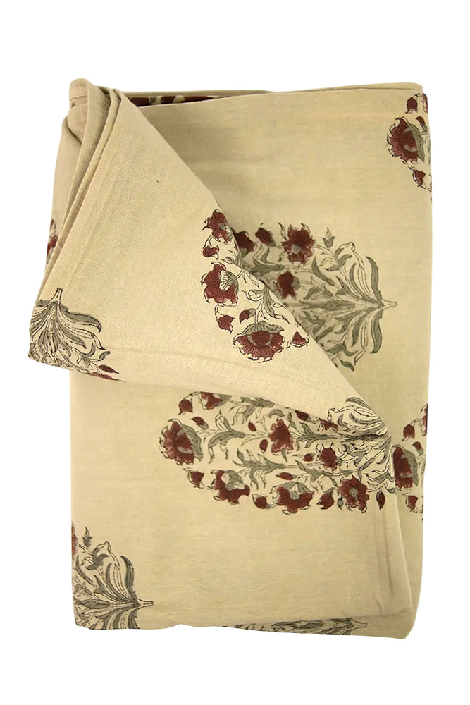 Tablecloth Block Print Flowers | Bordaux