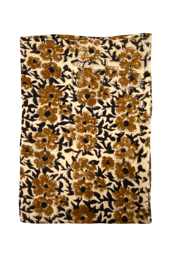 Tablecloth Block Print Flowers | Mustard