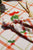 Tablecloth, Green & peach checkered w/ embroidered radish