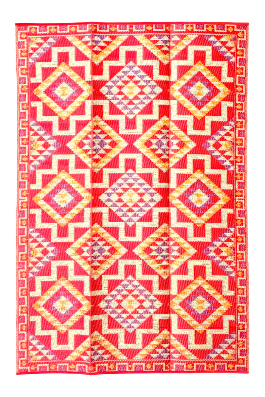 Plastic Rug | Red Geometric
