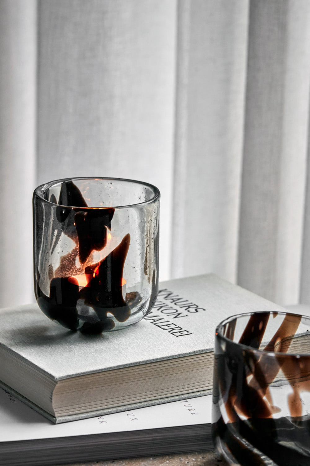 Tealight holder | Glass & Brown