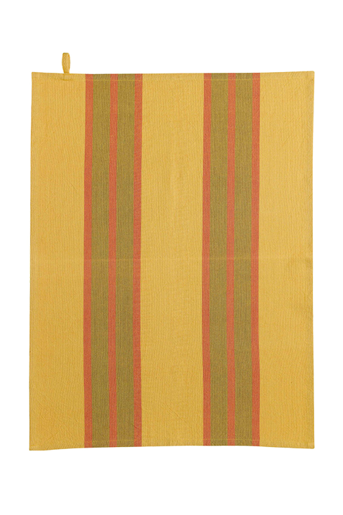 Recycled Tea Towel | Yellow With Mustard Stripes