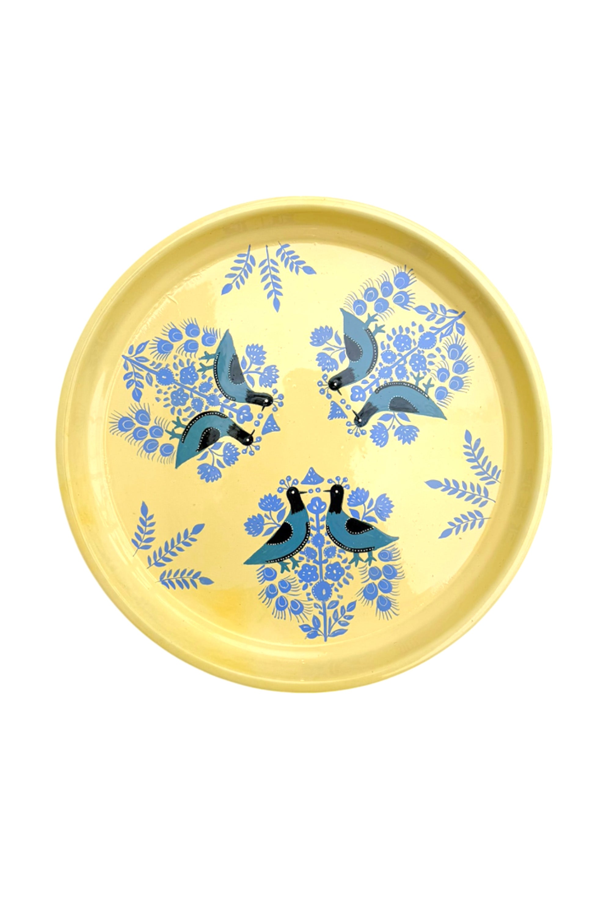 Tray | Creme with Blue Peacocks