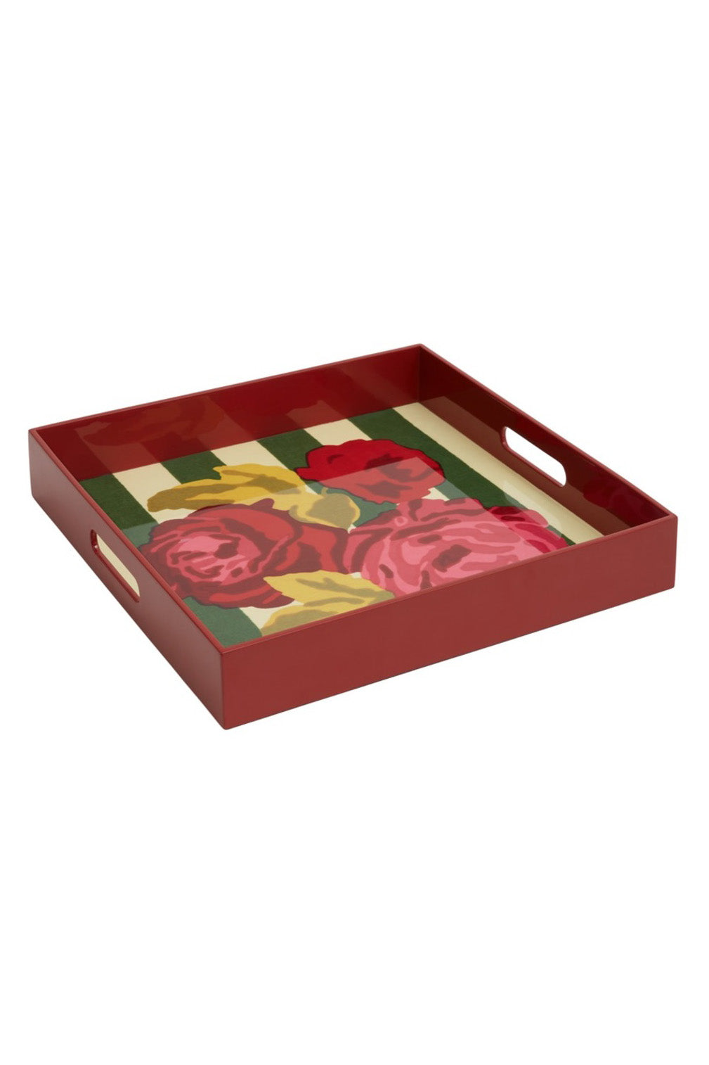 Tray Square, green stripes