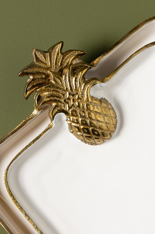 White Tray with Pineapple Handles | Choose Size