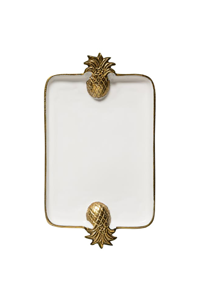 White Tray with Pineapple Handles | Choose Size