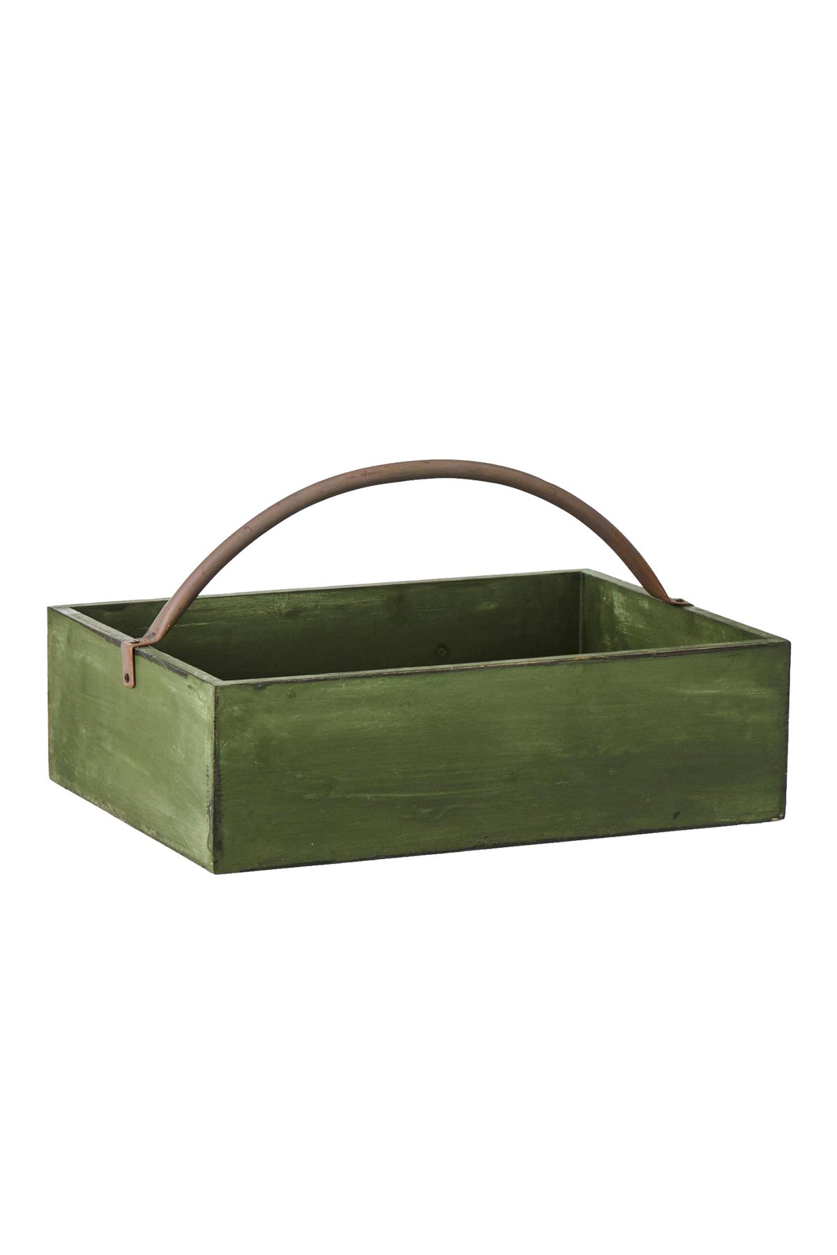 Vintage Green Wooden Carry Basket
