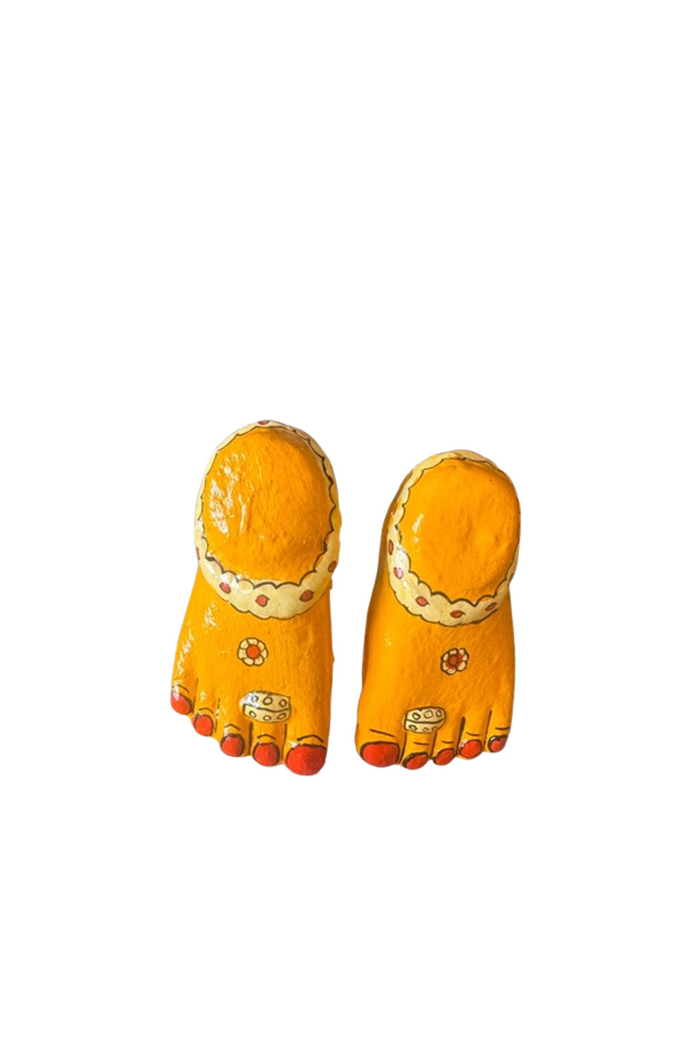 Yellow Lakshmi feet in papier-mâché